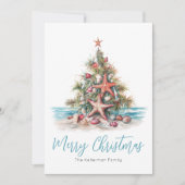Strand Vrolijk Kerstfeest Feestdagenkaart (Voorkant)