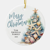 Strand Vrolijk Kerstfeest Keramisch Ornament (Voorkant)