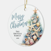 Strand Vrolijk Kerstfeest Keramisch Ornament (Links)