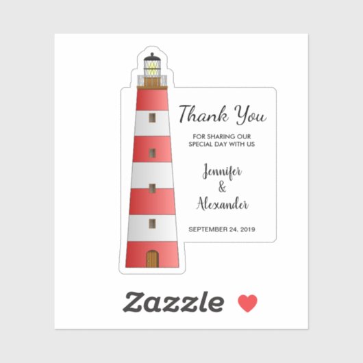 Strand Vuurtoren Dank u bruiloft aangepaste snit Sticker (Vel)