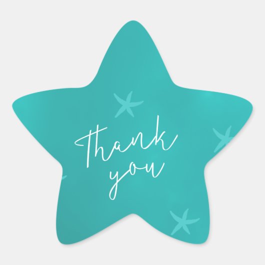 Strand water blauwe turquoise zeester bruiloft ster sticker (Voorkant)