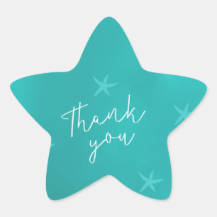 Strand water blauwe turquoise zeester bruiloft ster sticker