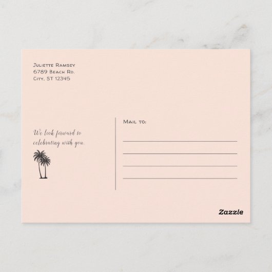 Strand Water en Zand Foto Save the Date Briefkaart (Achterkant)