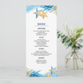 Strand | Watercolor-huwelijksmenu kaarten aan zee (Staand voorkant)