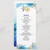 Strand | Watercolor-huwelijksmenu kaarten aan zee (Voorkant / Achterkant)