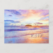 Strand Watercolor Roze Zonsopgang RSVP Uitnodiging Briefkaart (Voorkant)