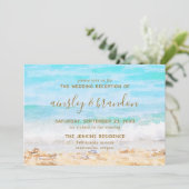 Strand Watercolor Trouwreceptie Kaart (Staand voorkant)