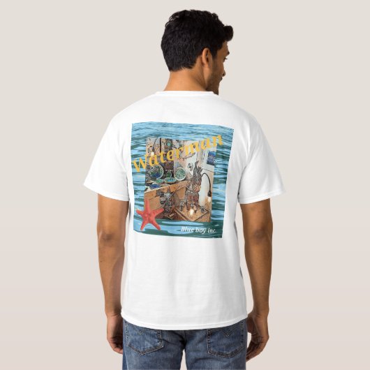 Strand waterman hengelvis of ster vis en water t-shirt (Achterkant volledig)