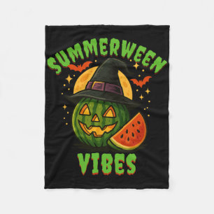 Strand Watermeloen Zomer Vibes Witch Halloween Fleece Deken
