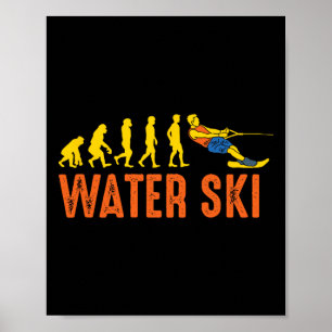 Strand Waterskiër Evolutie Waterskiën Wakeboard Poster