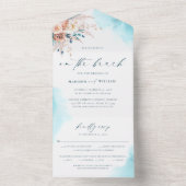 Strand Waterverf alles in één bruiloft All In One Uitnodiging (Binnen)