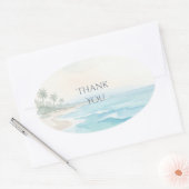 Strand Waterverf Bedankt Ovale Sticker (Envelop)