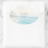 Strand Waterverf Bedankt Ovale Sticker (Tas)