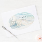 Strand Waterverf Bedankt Ovale Sticker (Envelop)