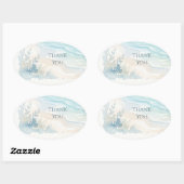 Strand Waterverf Bedankt Ovale Sticker (Vel)