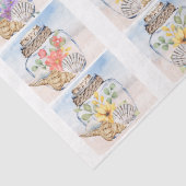 Strand Waterverf Bloemen & Schelpen Decoupage Tissuepapier (Detail)