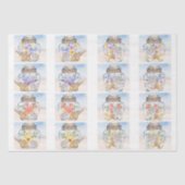 Strand Waterverf Bloemen & Schelpen Decoupage Tissuepapier (Voorkant)