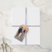 Strand Waterverf Bruid & Bruidegom Geschilderd Huw Cadeaulabel (Met Touw)