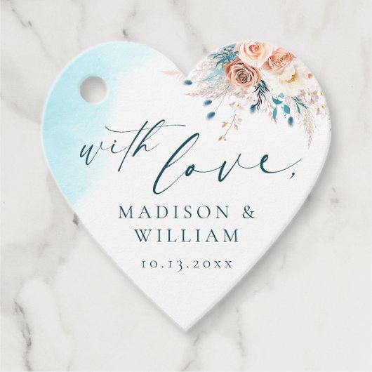 Strand Waterverf bruiloft Bedankjes Labels (Voorkant)