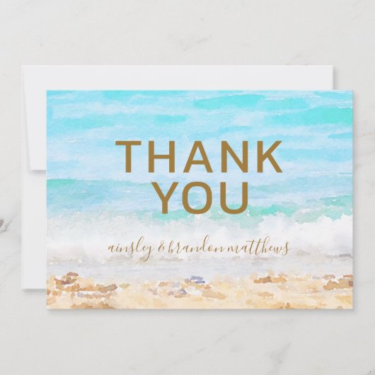 Strand Waterverf bruiloft blanco dank u kaart (Voorkant)