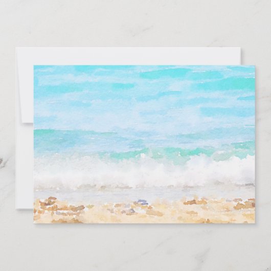 Strand Waterverf bruiloft blanco dank u kaart (Achterkant)