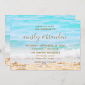 Strand Waterverf bruiloft Kaart (Voorkant / Achterkant)