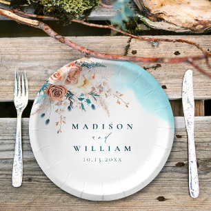 Strand Waterverf bruiloft Papieren Bordje