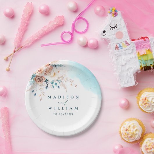 Strand Waterverf bruiloft Papieren Bordje (Feest)