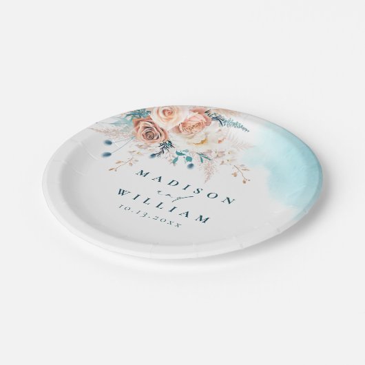 Strand Waterverf bruiloft Papieren Bordje (Gekanteld)