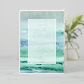 Strand Waterverf bruiloft uitnodigen foto template Folie Feestdagenkaart (Staand Voorkant)