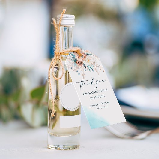 Strand Waterverf Dank u Cadeaulabel