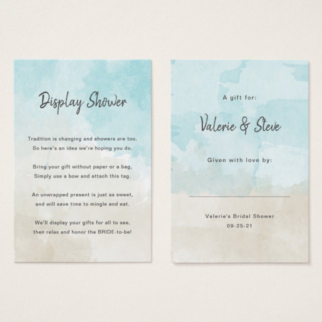 Strand Waterverf Geen Wrap Douche display cadeau l Visitekaartje (Voorkant /achterkant)