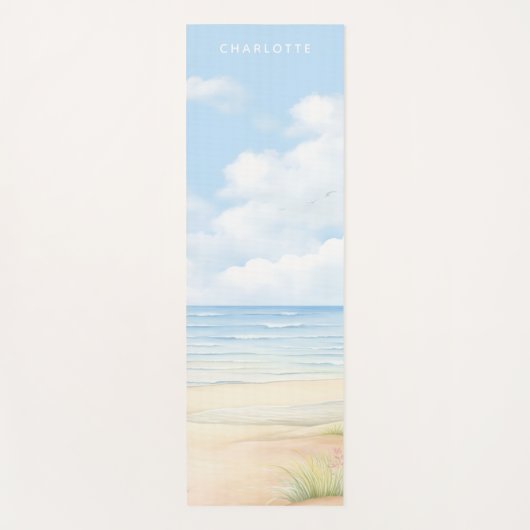 Strand Waterverf gepersonaliseerde naam Yogamat (Voorkant)