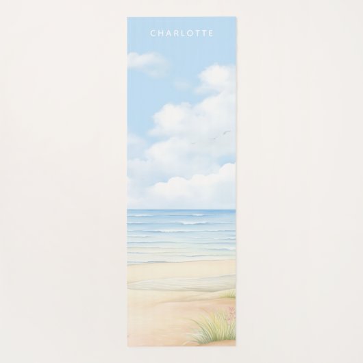 Strand Waterverf gepersonaliseerde naam Yogamat (Achterkant)