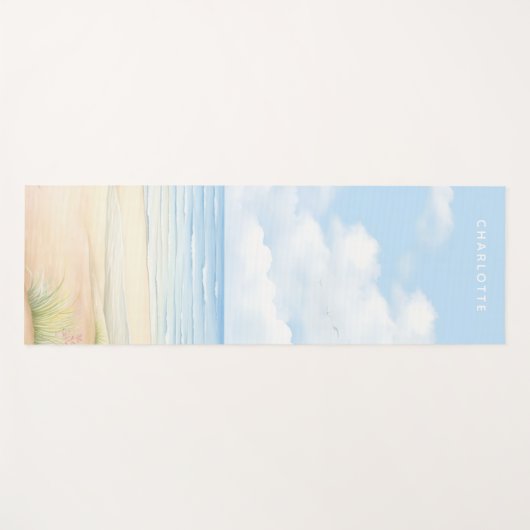 Strand Waterverf gepersonaliseerde naam Yogamat (Voorkant (horizontaal))