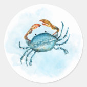 strand Waterverf krab Ronde Sticker (Voorkant)