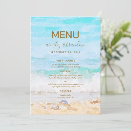 Strand Waterverf Menu (Staand voorkant)