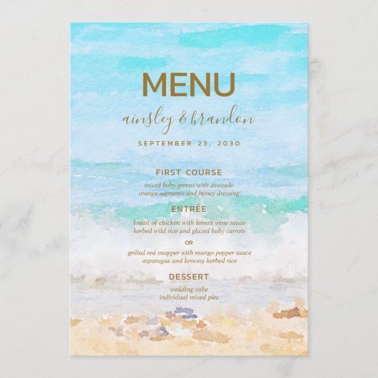 Strand Waterverf Menu (Voorkant)