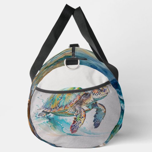 Strand Waterverf Nautisch Zee Schildpadden Groot Plunjezak (Rechts)