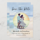 Strand Waterverf Oceaan Foto Christelijke Bruiloft Save The Date (Voorkant / Achterkant)
