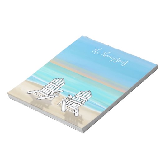 Strand Waterverf Ocean Seashore Adirondack Stoelen Notitieblok (Linkerzijde)