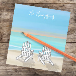 Strand Waterverf Ocean Seashore Adirondack Stoelen Notitieblok