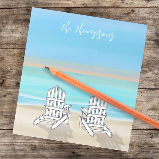 Strand Waterverf Ocean Seashore Adirondack Stoelen Notitieblok