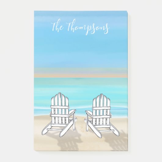 Strand Waterverf Ocean Seashore Adirondack Stoelen Post-it® Notes (Voorkant)