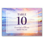 Strand Waterverf Roze Zonsopgang Bruiloft Kaart (Achterkant)