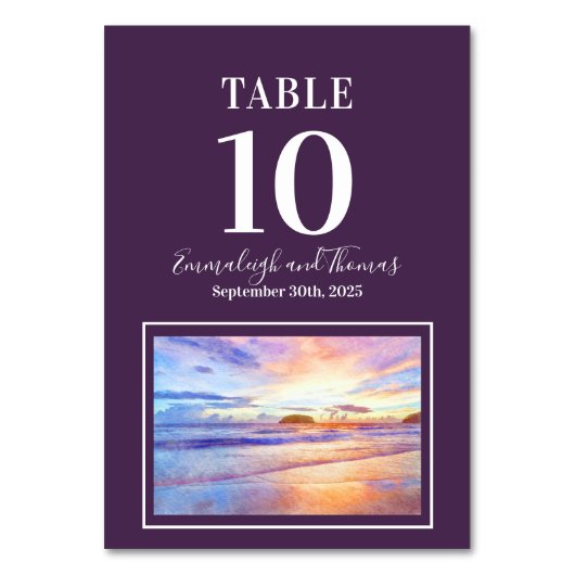 Strand Waterverf Roze Zonsopgang Bruiloft Kaart (Voorkant)