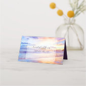 Strand Waterverf Roze Zonsopgang Bruiloft Plaatskaartje (Achterkant)