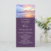 Strand Waterverf Roze Zonsopgang Bruiloft Programmakaart (Staand voorkant)