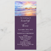 Strand Waterverf Roze Zonsopgang Bruiloft Programmakaart (Voorkant)