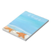 Strand Waterverf schelpen grillige kustblauw Notitieblok (Linkerzijde)